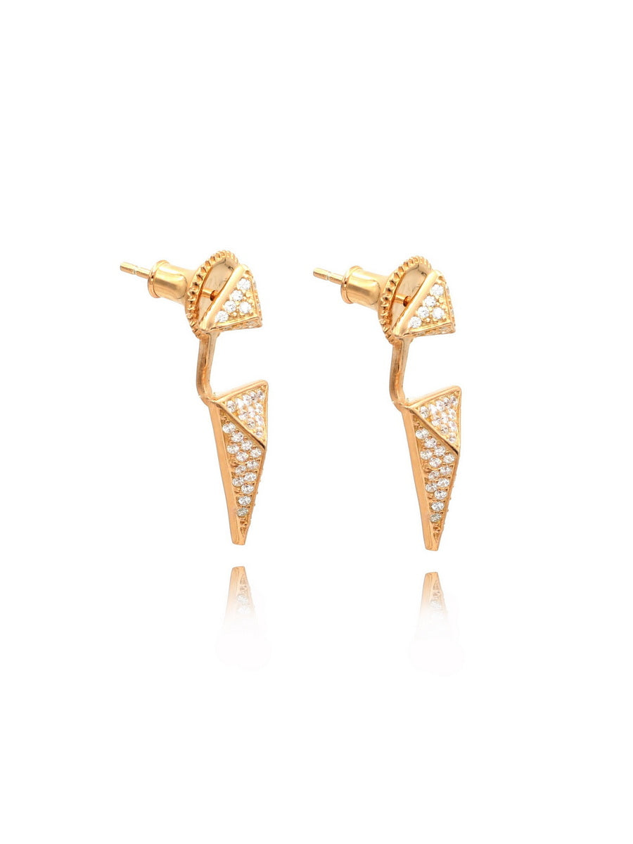 925 Silver White CZ Triangle Ear Jacket Earrings