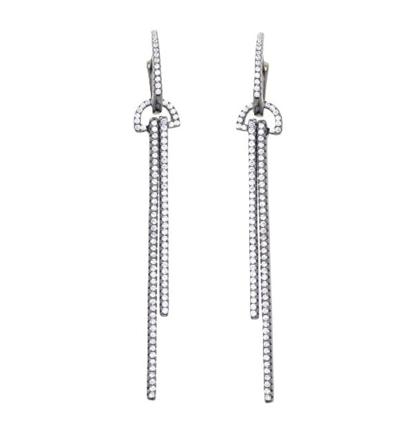 925 Sterling Silver Two Bar Drop Earrings