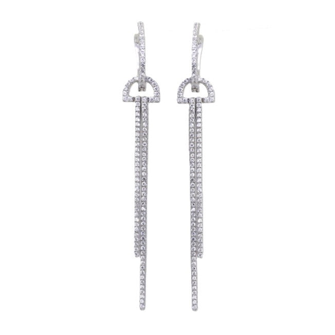 925 Sterling Silver Two Bar Drop Earrings