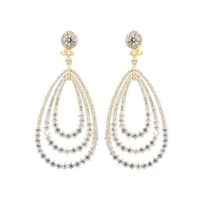 925 Sterling Silver Tear Drop CZ Earrings