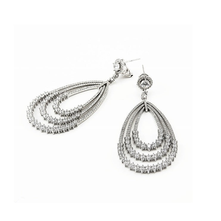 925 Sterling Silver Tear Drop CZ Earrings