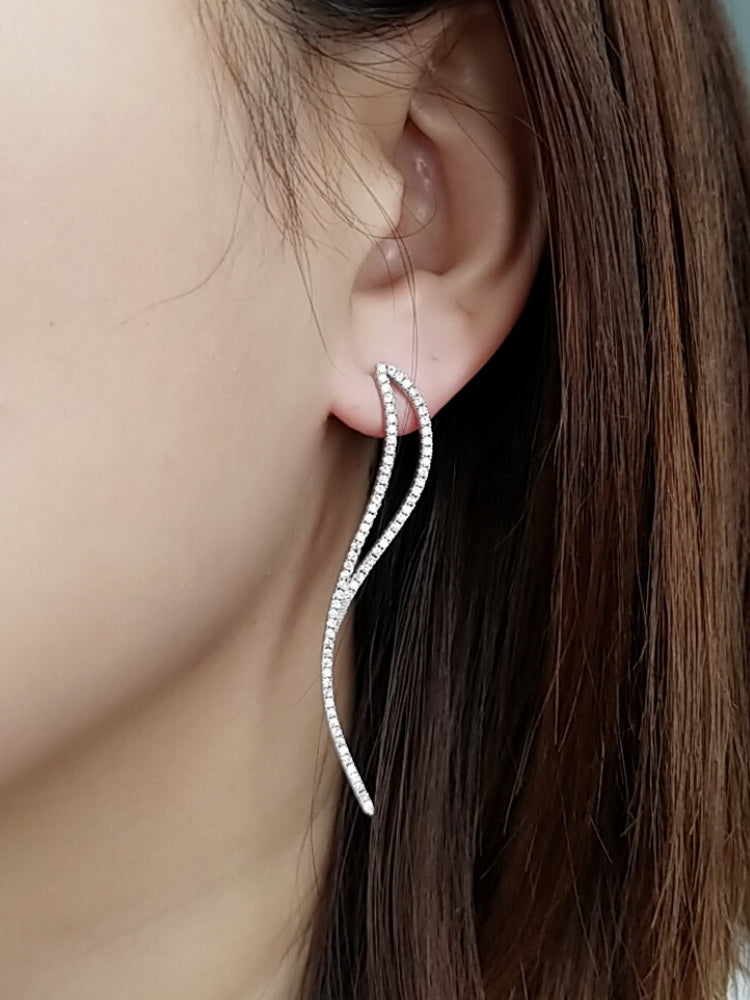 925 Sterling Silver Short Wave Earrings