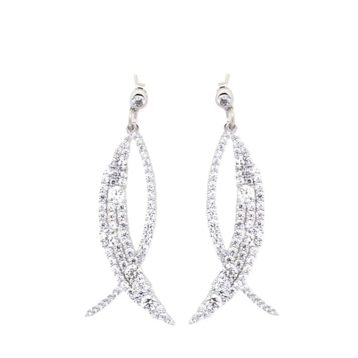 925 Sterling Silver Intertwining Drop Earrings