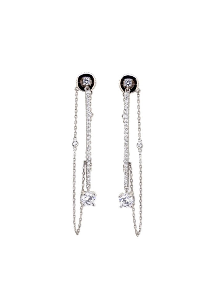 925 Sterling Silver Chain Drop Ear Jacket Earrings