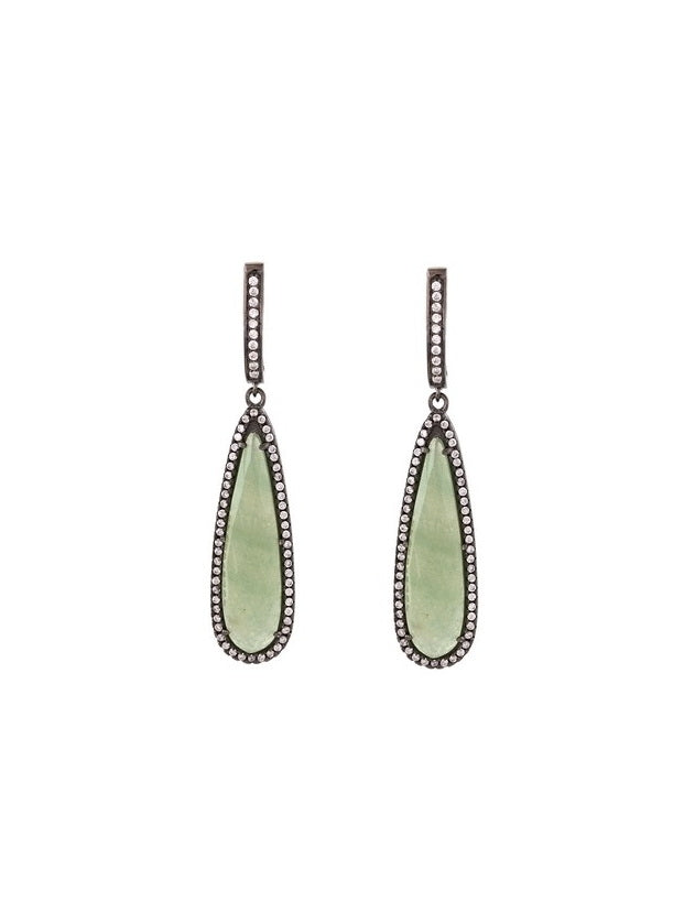 CZ Natural Stone Teardrop Earrings