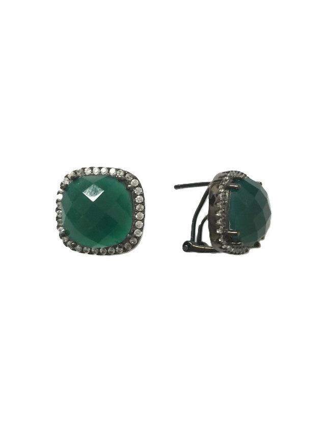 CZ Natural Stone Studs Earrings