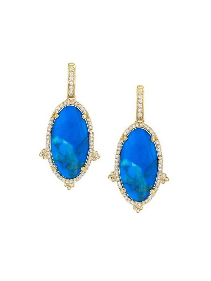 CZ Natural Stone Teardrop Earrings