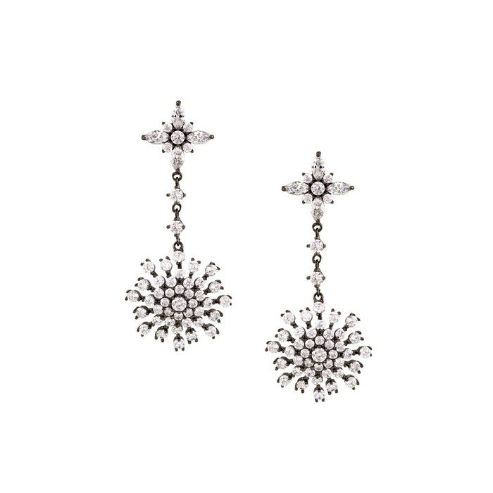 925 Sterling Silver Starburst Drop Earrings