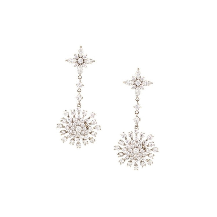 925 Sterling Silver Starburst Drop Earrings