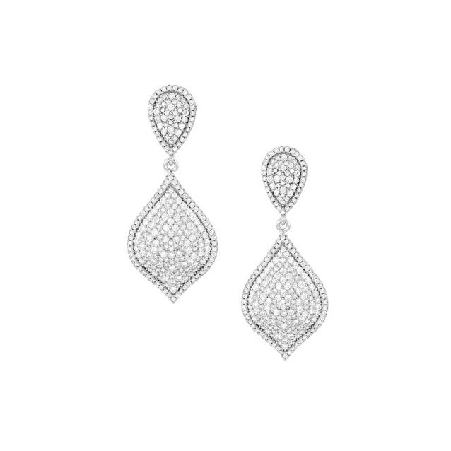 925 Sterling Silver CZ Pave Drop Earrings