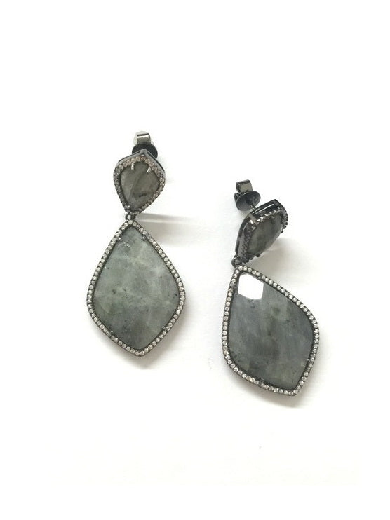 925 Silver Natural Stone Drop Earrings