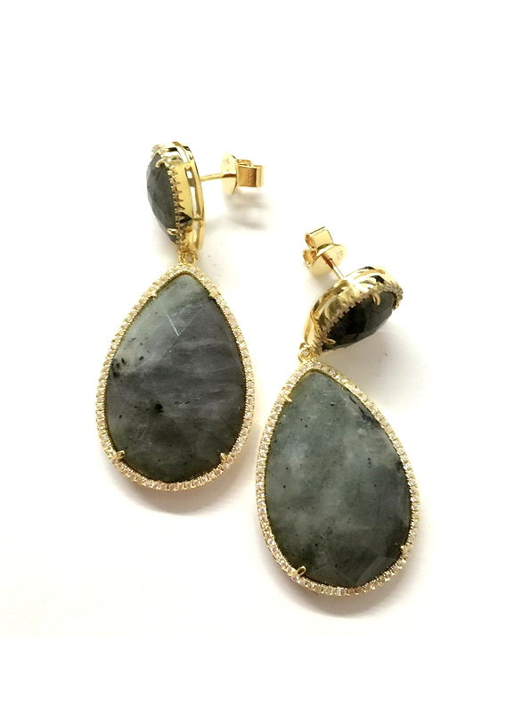 925 Silver Pear Shape Stone Drop Earrings