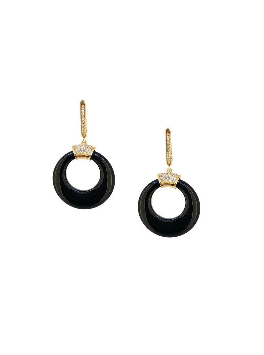 925 Silver MOP Circle Dangle Earrings