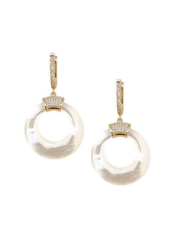 925 Silver MOP Circle Dangle Earrings