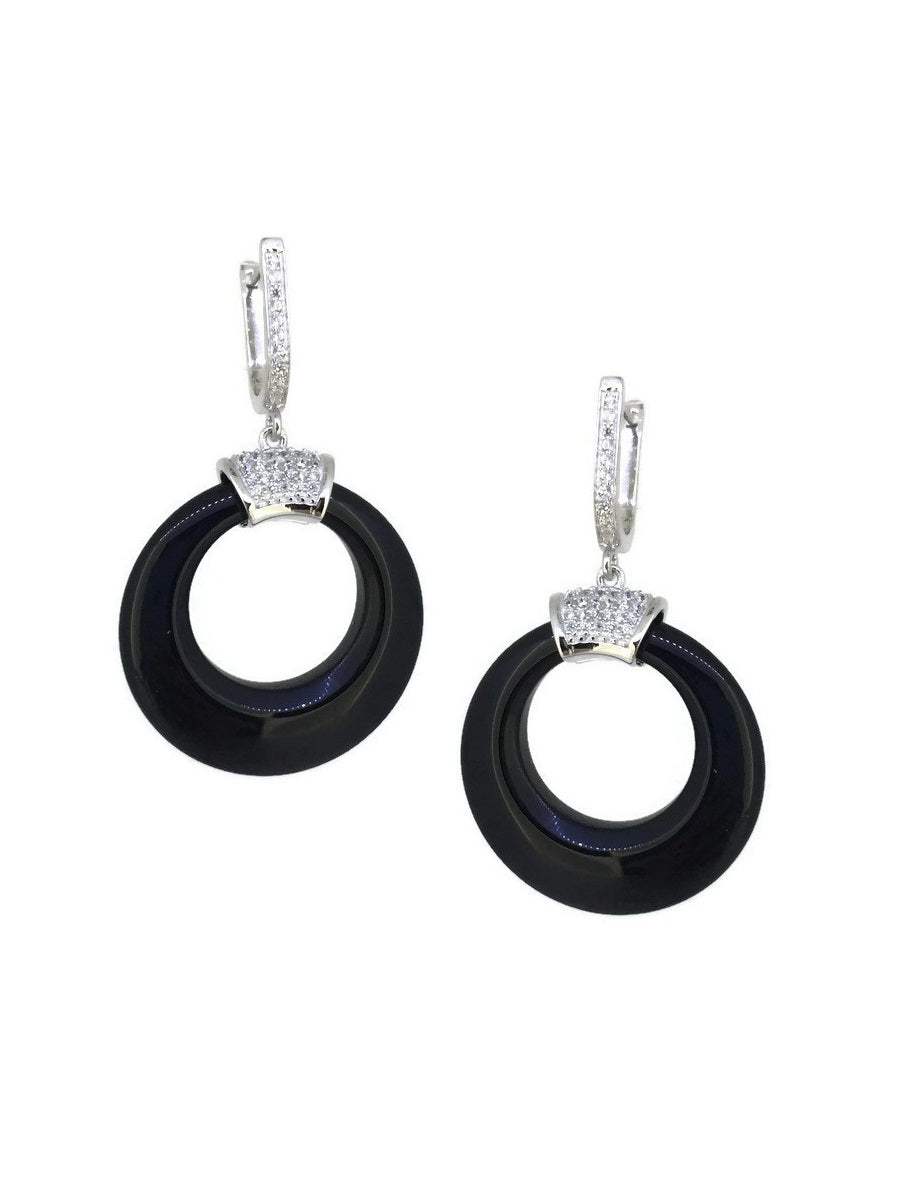 925 Silver MOP Circle Dangle Earrings