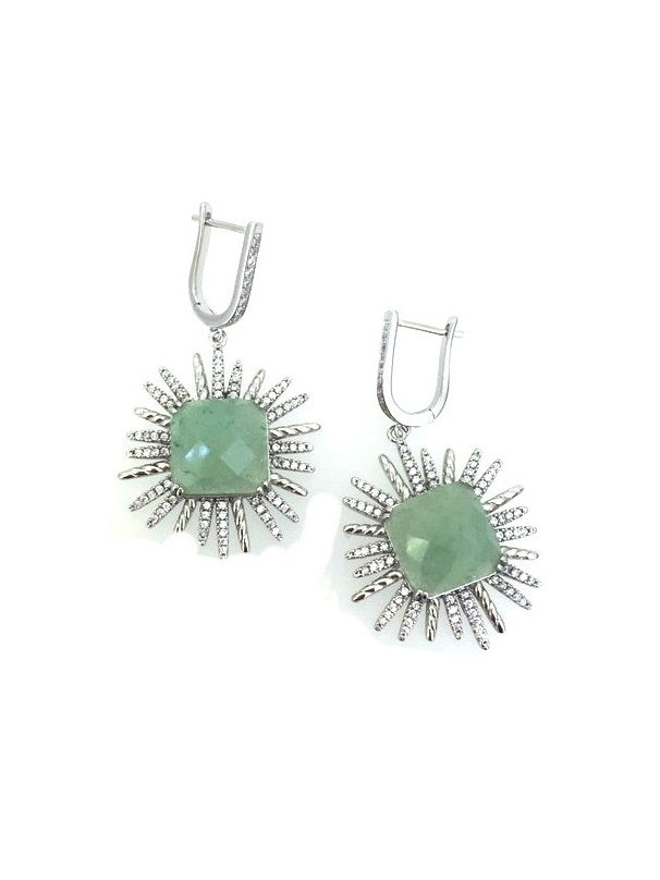 925 Sterling Silver Natural Stone Starburst Earrings