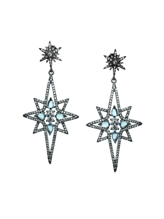 925 Sterling Silver Star Dangle Earrings