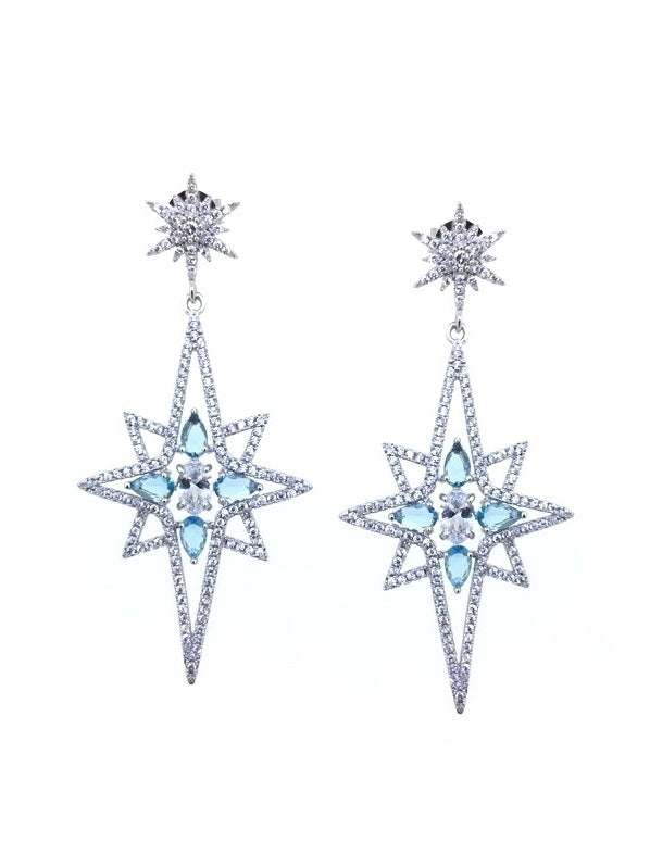 925 Sterling Silver Star Dangle Earrings