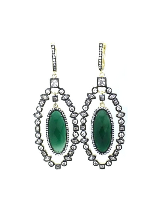 925 Sterling Silver Oval Shape Natural Stone Earrings