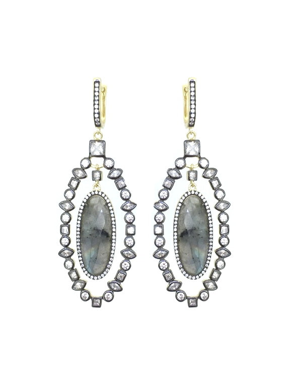 925 Sterling Silver Oval Shape Natural Stone Earrings