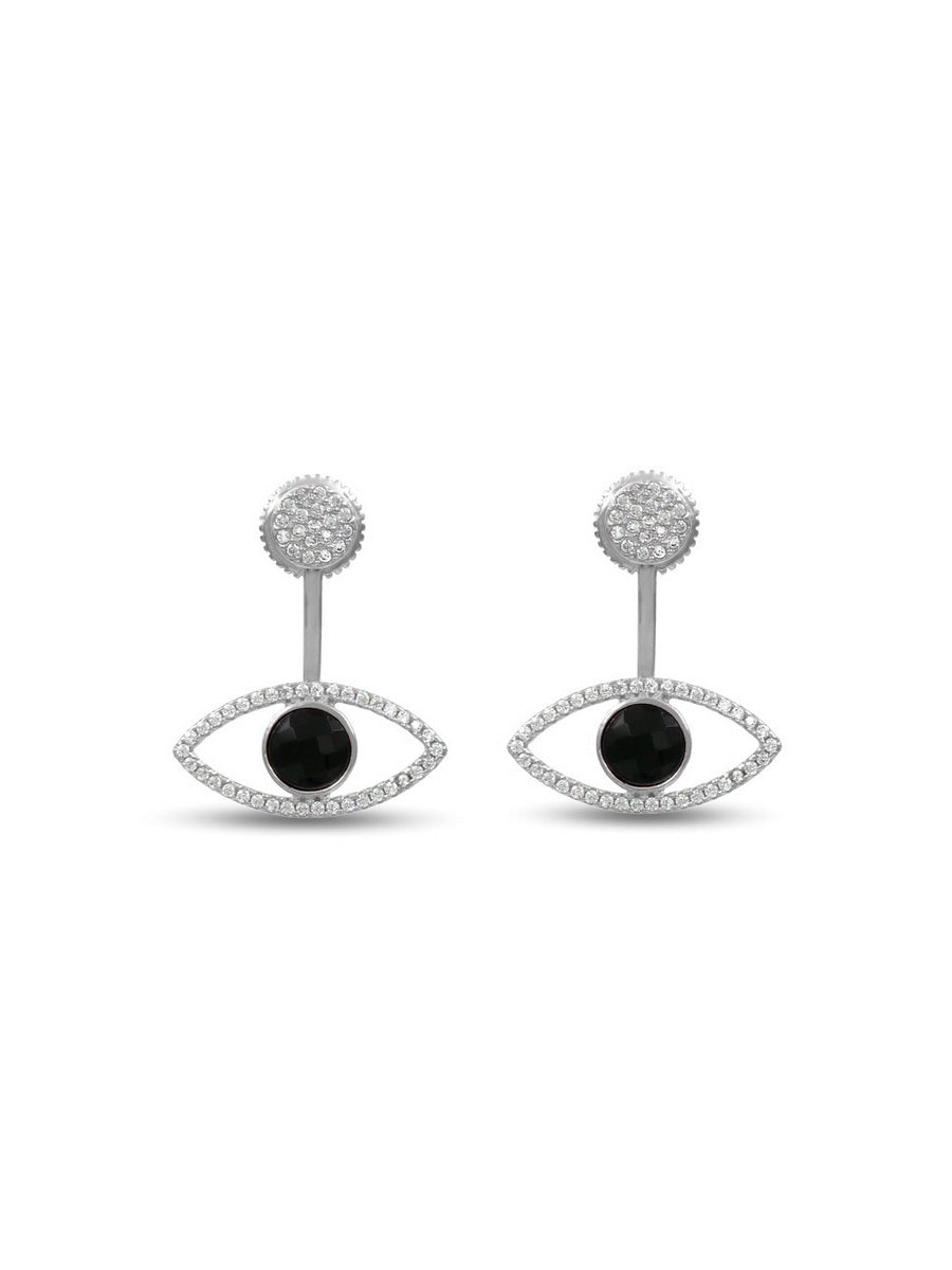 925 Sterling Silver CZ  Ear Jacket Earrings