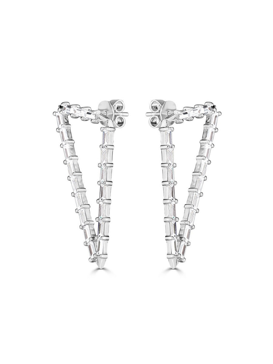 925 Sterling Silver Triangle CZ Earrings