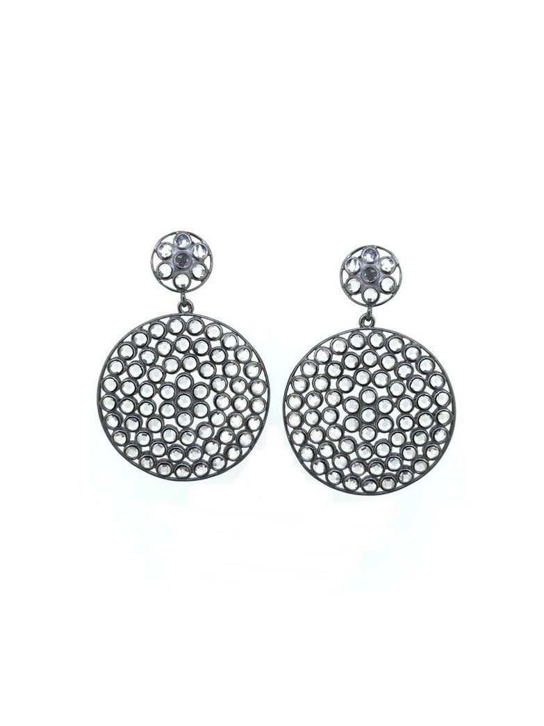 925 Sterling Silver Round Shape Dangle Earrings