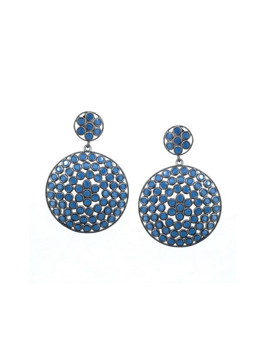 925 Sterling Silver Round Shape Dangle Earrings