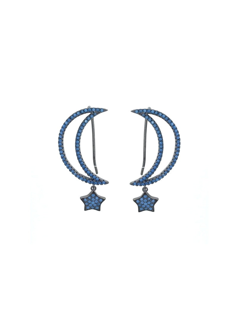 925 Sterling Silver Moon & Star Earrings