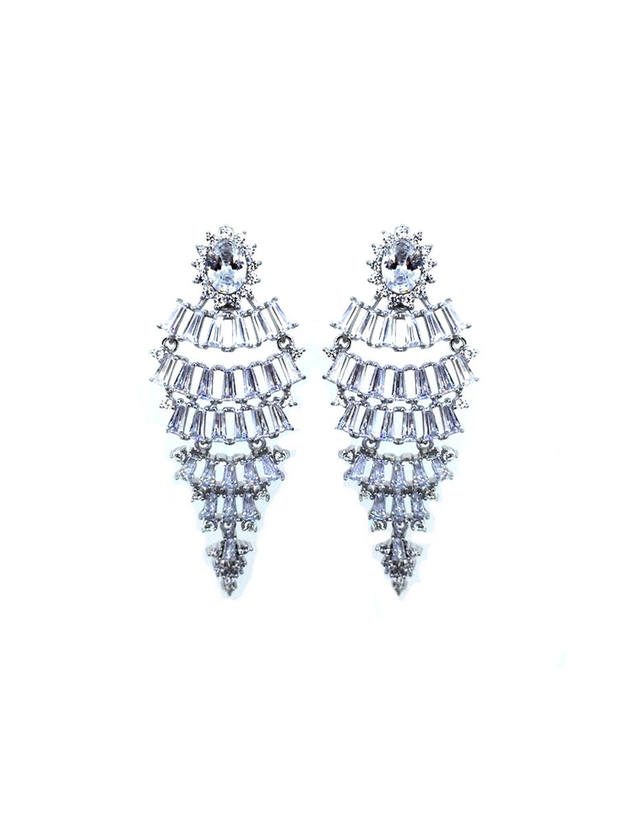 925 Sterling Silver CZ Chandelier Earrings