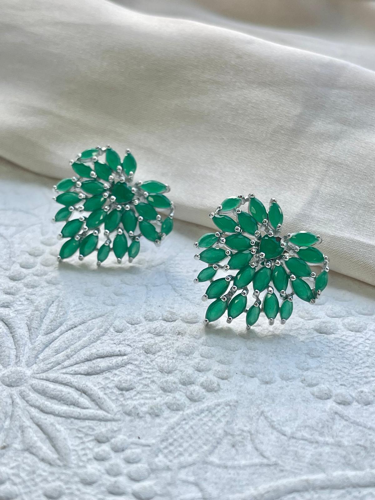 925 Sterling Silver leaves Studs Earrings