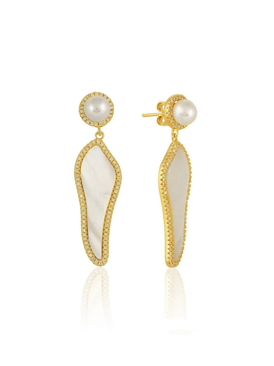925 Silver MOP With Pearl Drop Earrings
