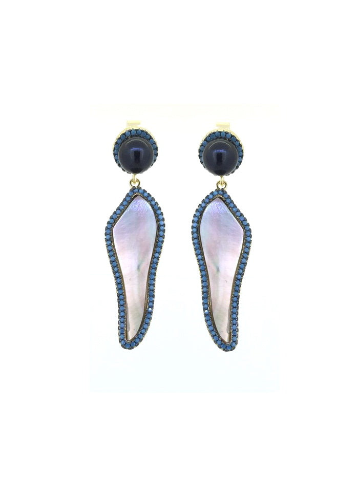 925 Silver MOP With Pearl Drop Earrings