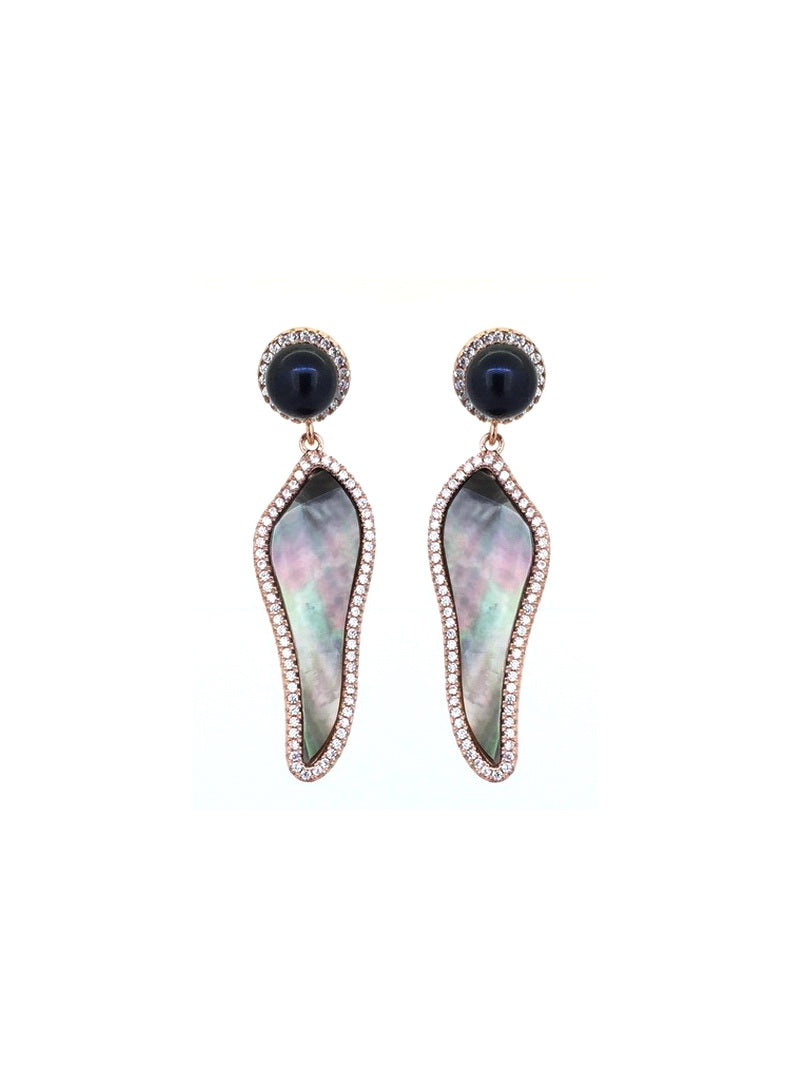 925 Silver MOP With Pearl Drop Earrings