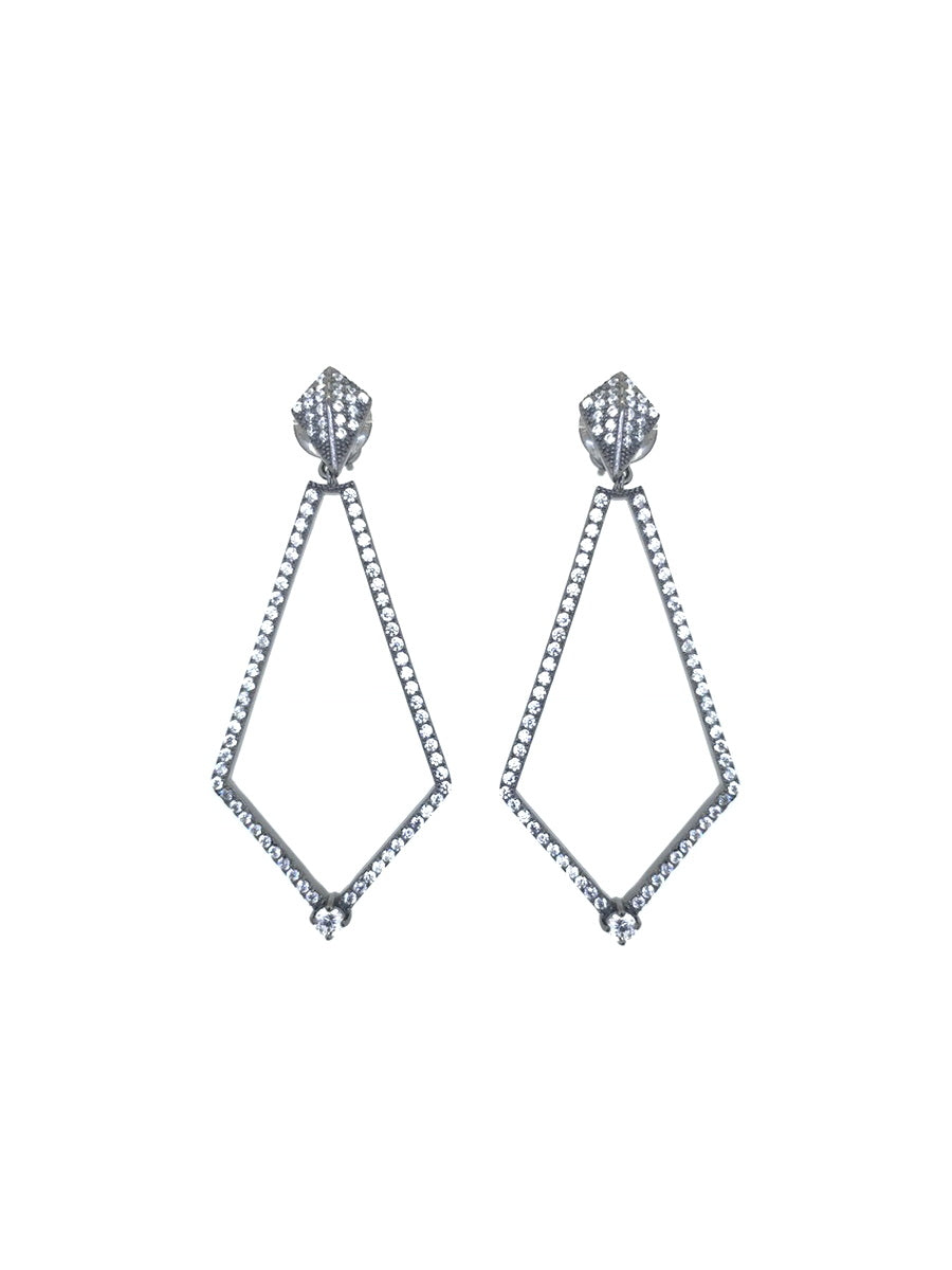 925 Sterling Silver Geometry Shape CZ Earrings