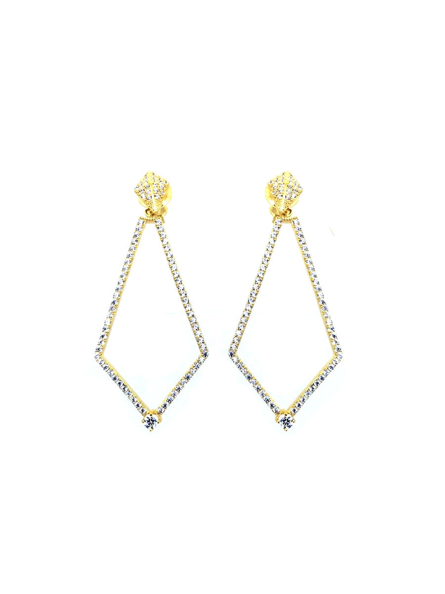 925 Sterling Silver Geometry Shape CZ Earrings