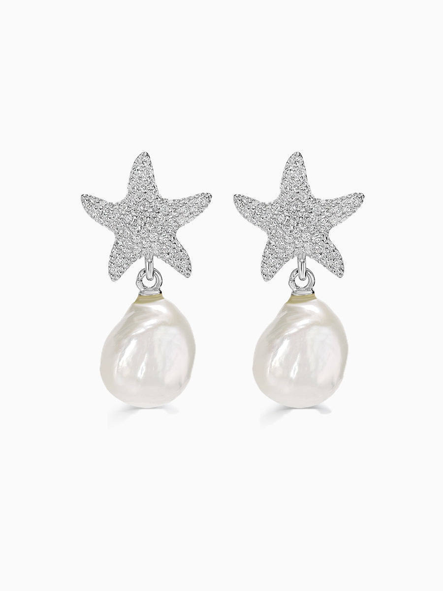 Starfish Fresh Water Pearl Drop Earrings