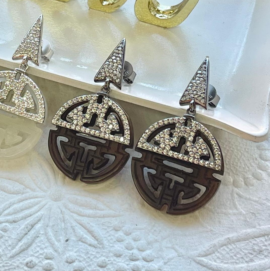 925 Sterling Silver Lucky Symbol Earrings