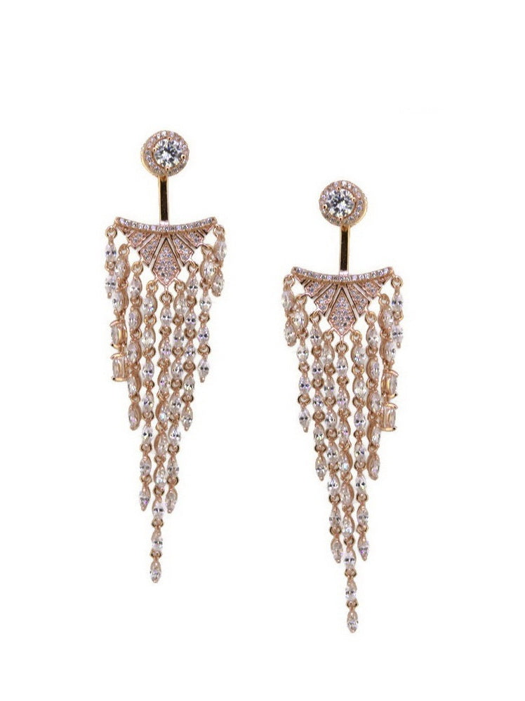 925 Sterling Silver CZ Ear Jacket Earrings