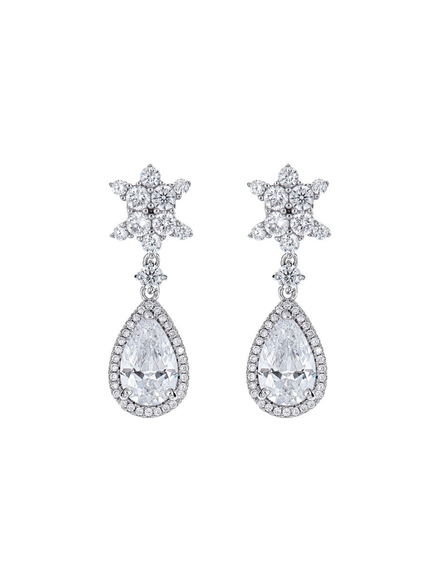 925 Sterling Silver White CZ Drop Earrings