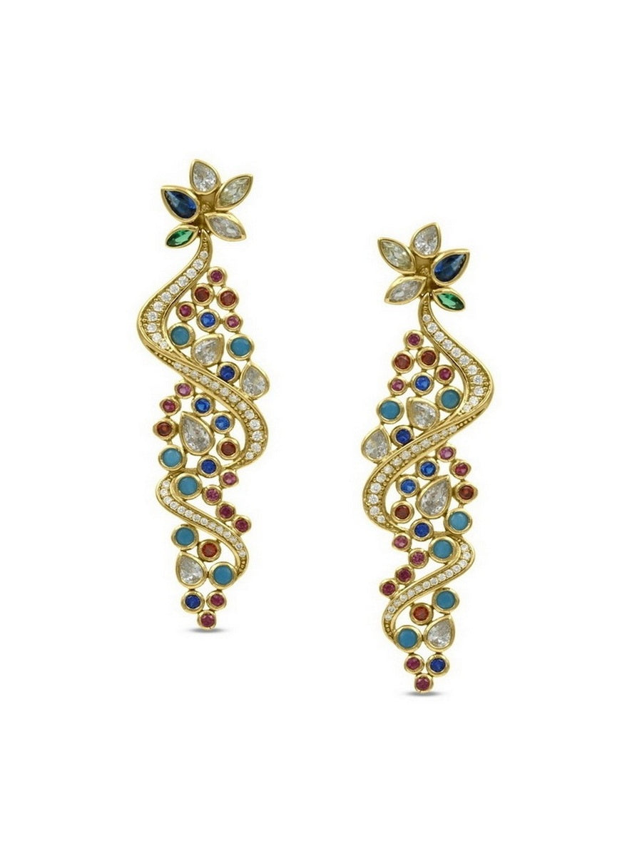 925 Sterling Silver Multi Color CZ Earrings