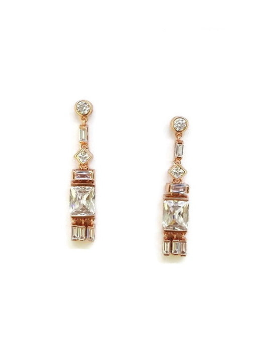 925 Sterling Silver Shiny CZ Dangle Earrings