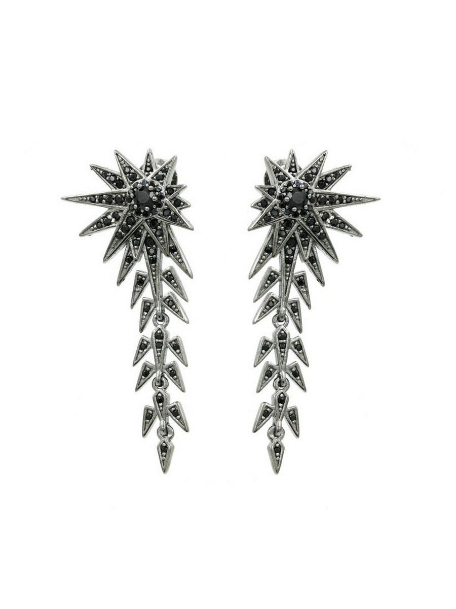 925 Sterling Silver Starburst Dangle Earrings