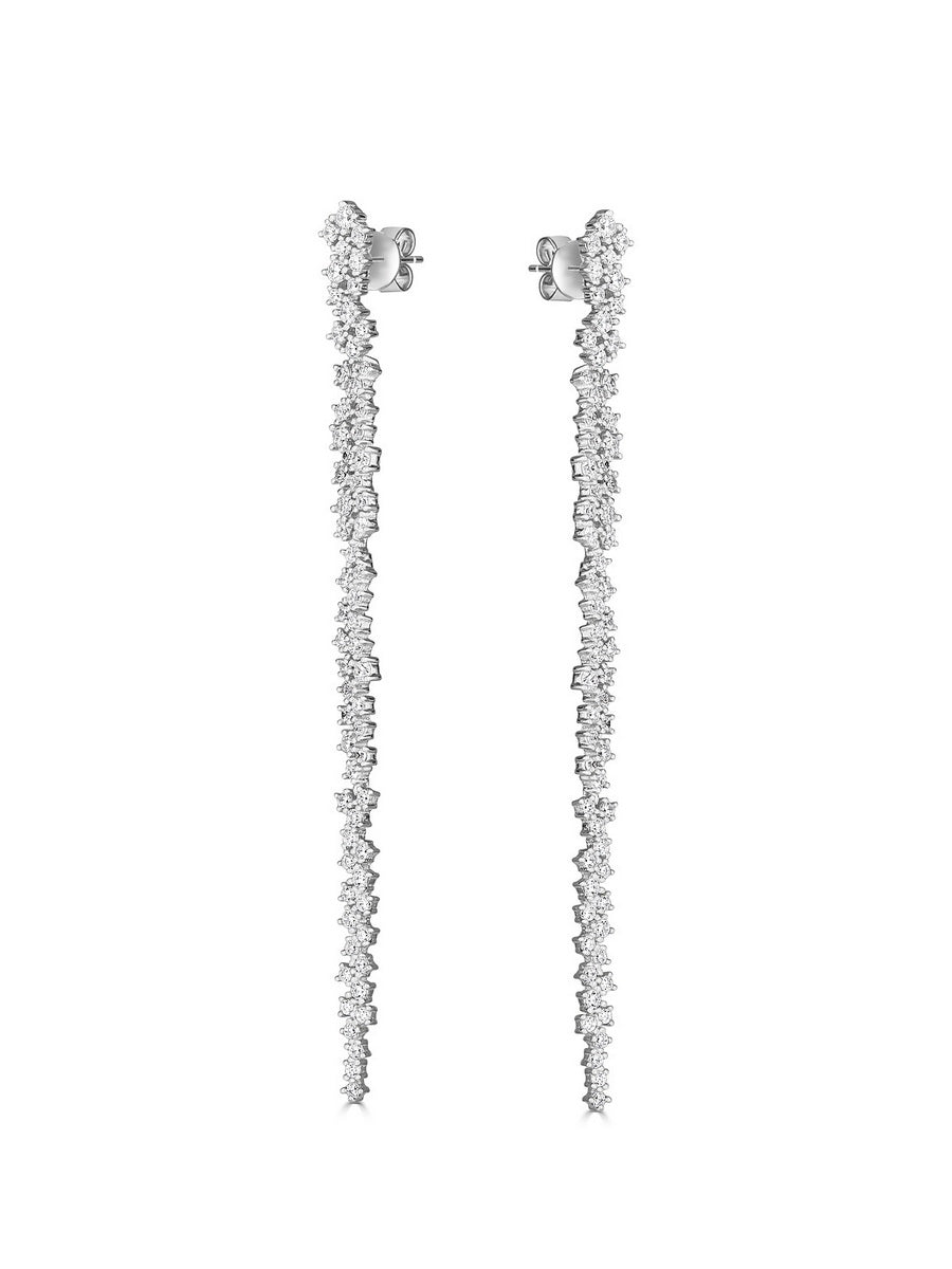 925 Sterling Silver CZ Linear Earrings