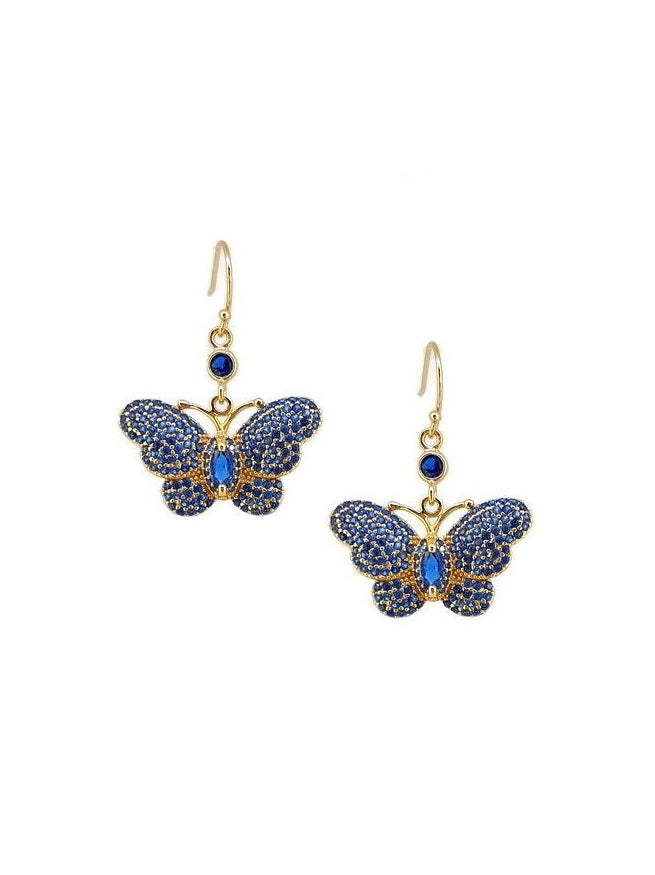 925 Sterling Silver Butterfly CZ Dangle Earrings