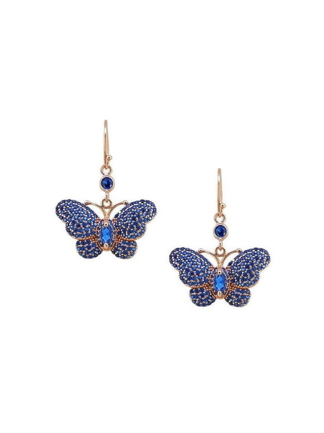 925 Sterling Silver Butterfly CZ Dangle Earrings