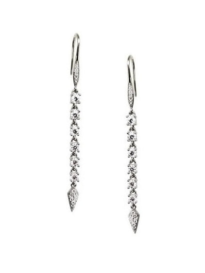 925 Sterling Silver Long Hanging CZ Earrings