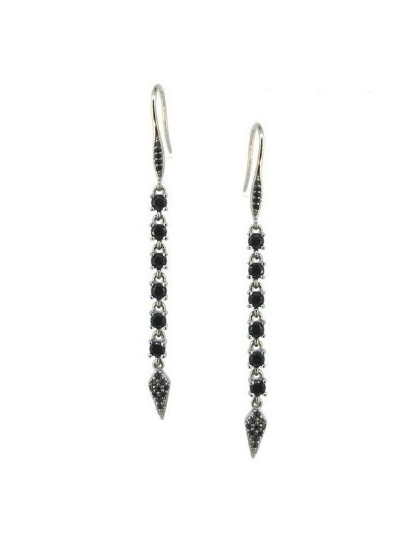 925 Sterling Silver Long Hanging CZ Earrings