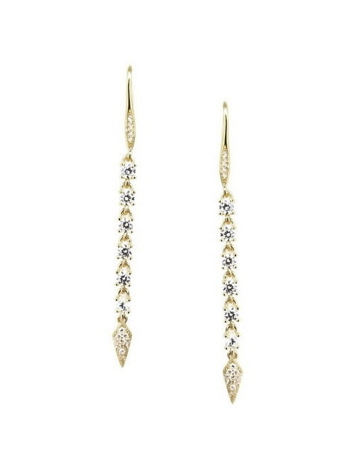 925 Sterling Silver Long Hanging CZ Earrings