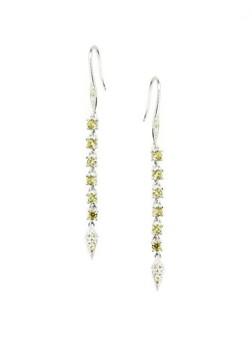 925 Sterling Silver Long Hanging CZ Earrings